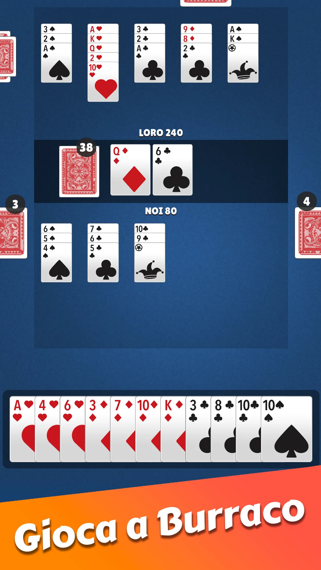 Burraco classico carte online screenshot